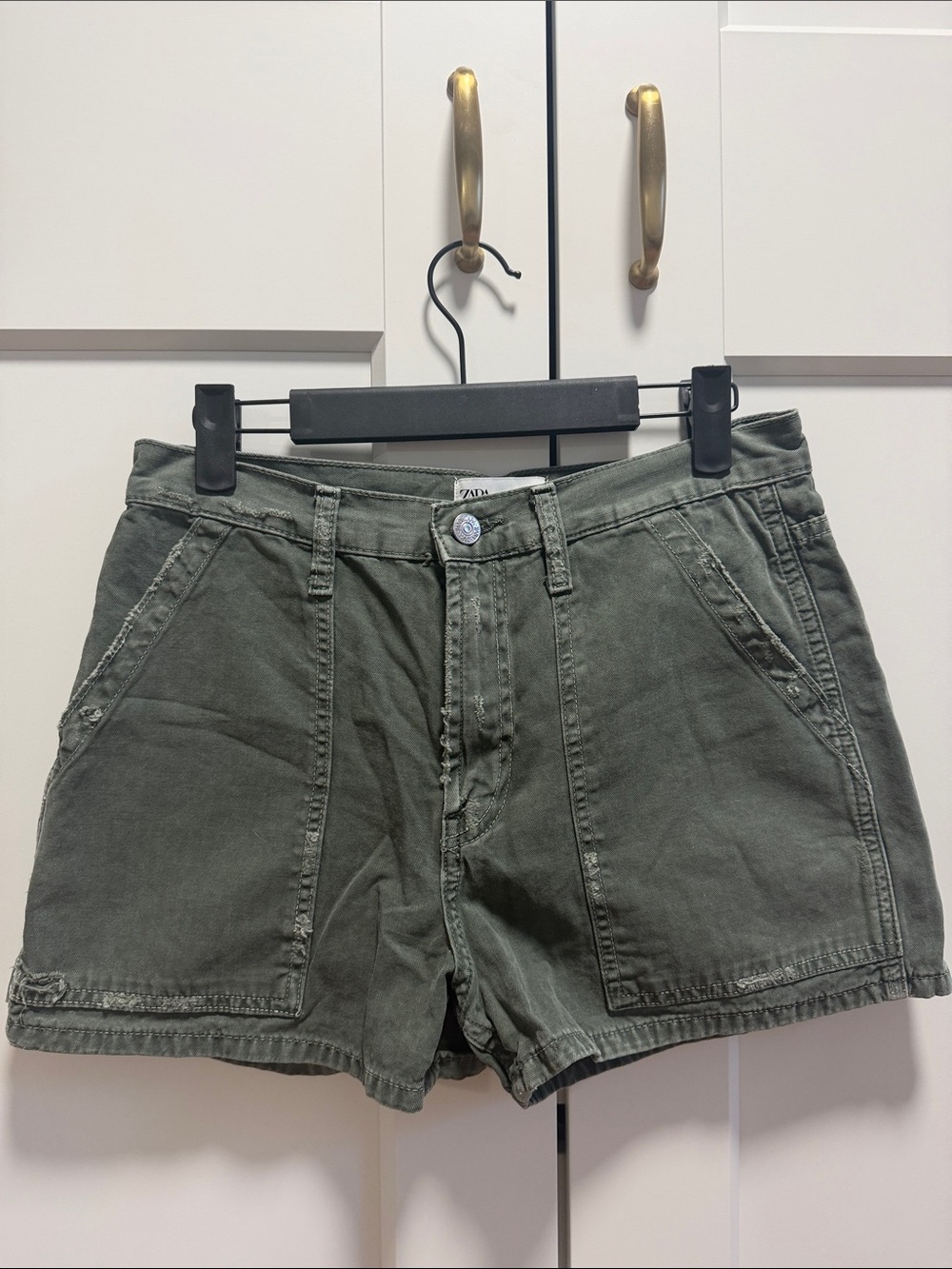 Zara Olive Utility Shorts
